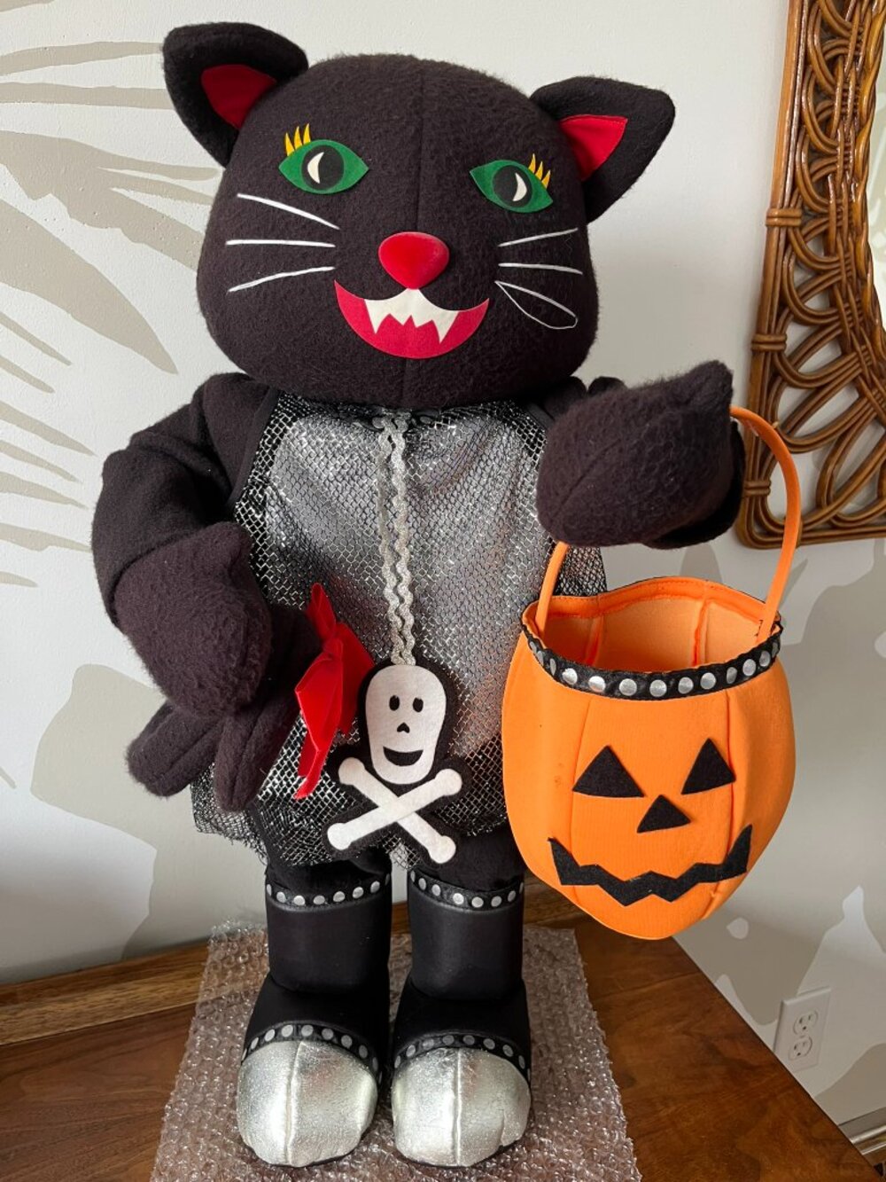 Vintage Halloween Standing Black Cat 25" Porch Door Greeter Handerson Handicraft